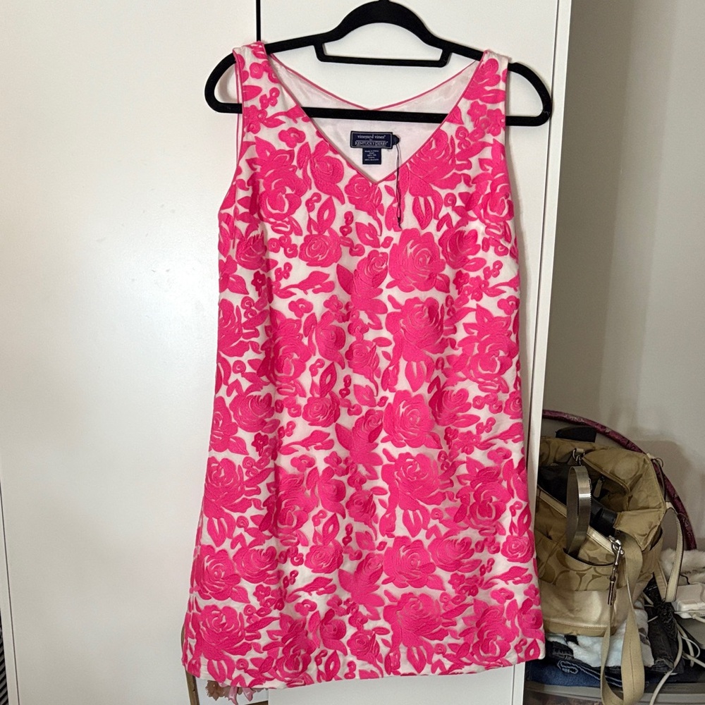 Vineyard Vines Kentucky Derby Shift Dress Run for the Roses 100% Silk Sz 12
